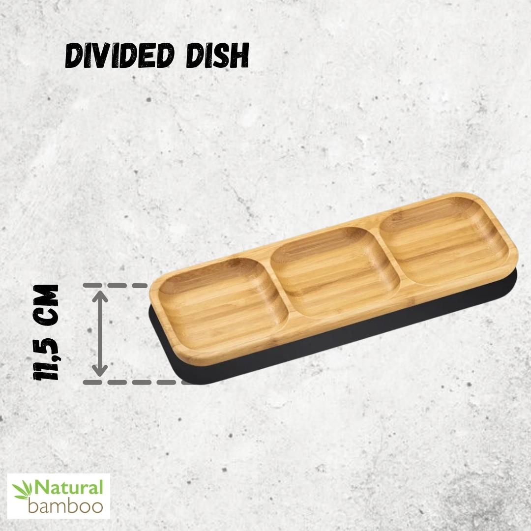 Bamboo Divided Dish 13" inch X 4.5" inch Bento box | 32.5 X 11.5 Cm