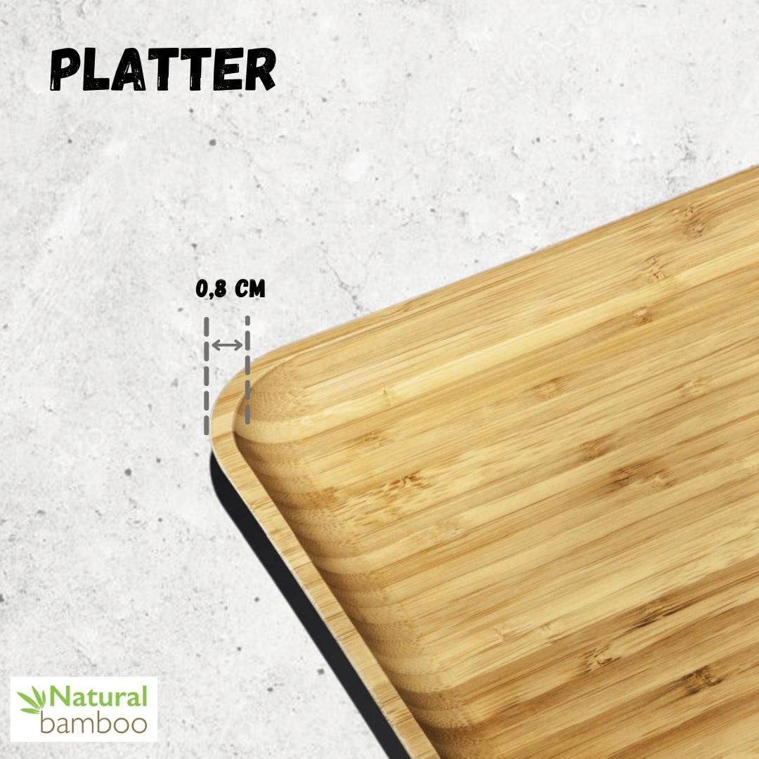 Bamboo Square Platter 12" inch X 12" inch | For Appetizers / Barbecue / Steak