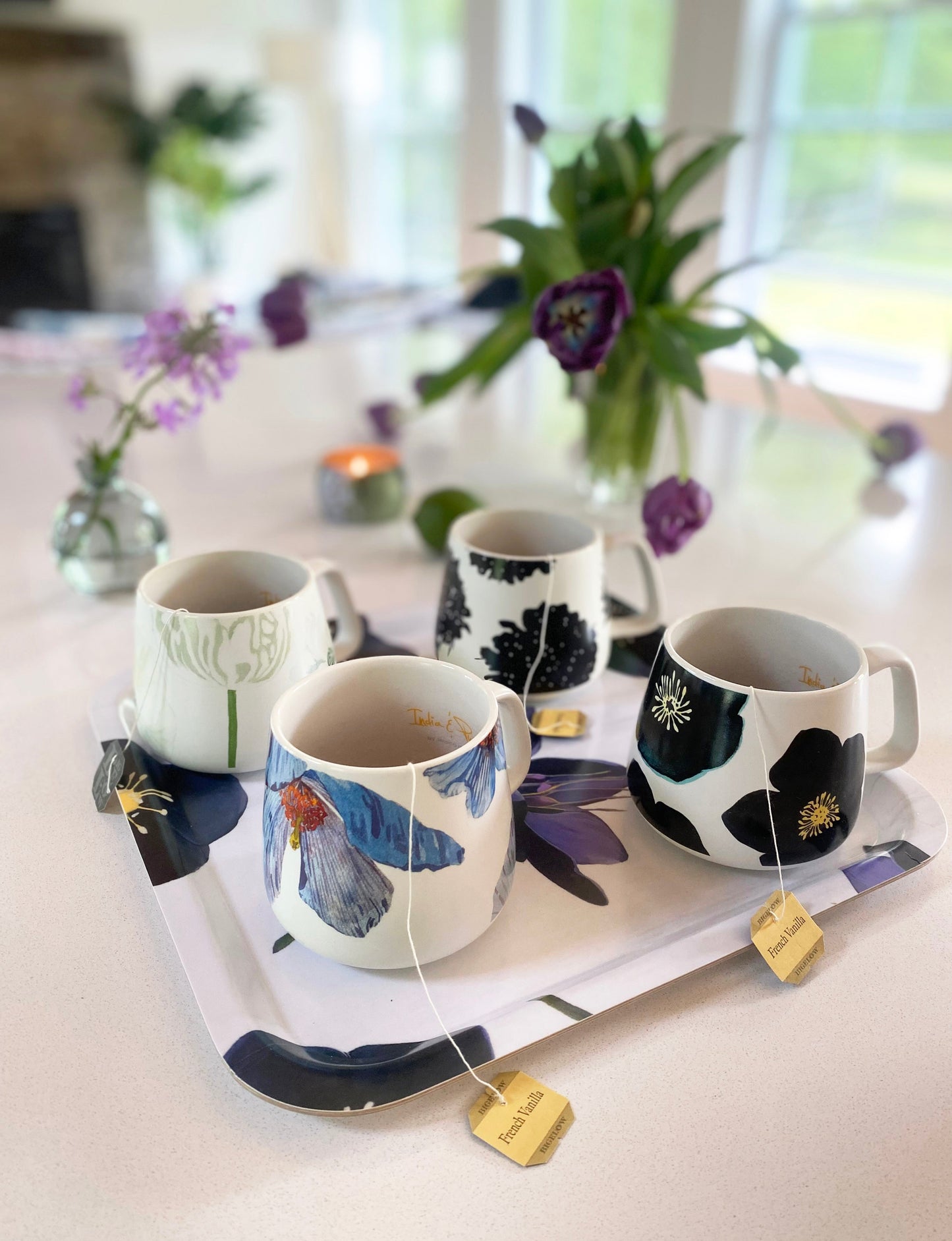 Porcelain Mug:  Black Scabiosa