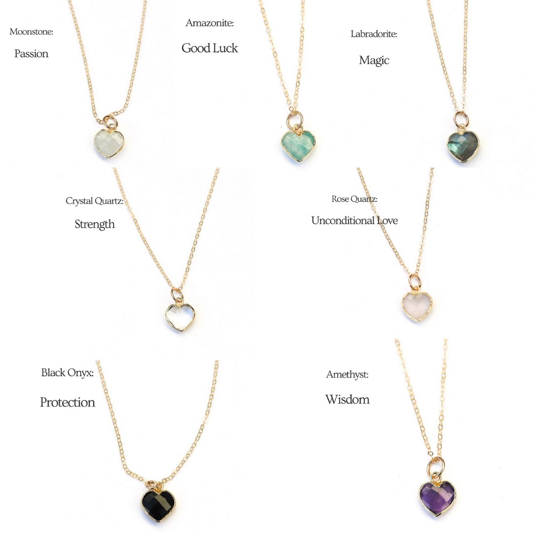 Esme Gemstone Heart Shaped Necklaces