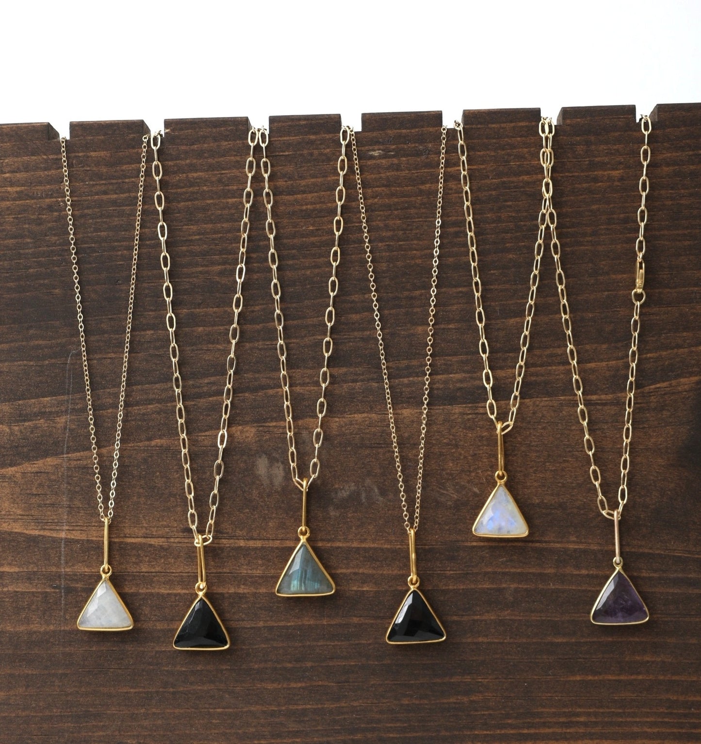 Fractal Gemstone Triangle Necklace