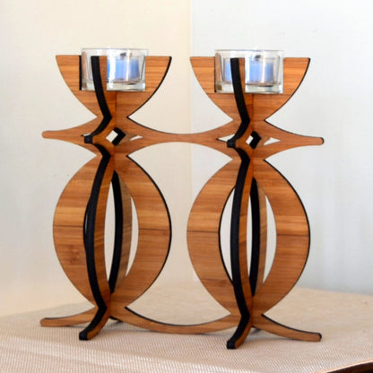 Solstice Candelabra Tea Light Holder in eco-friendly bamboo