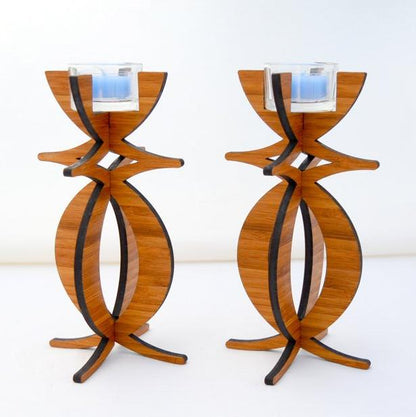 Solstice Candelabra Tea Light Holder in eco-friendly bamboo